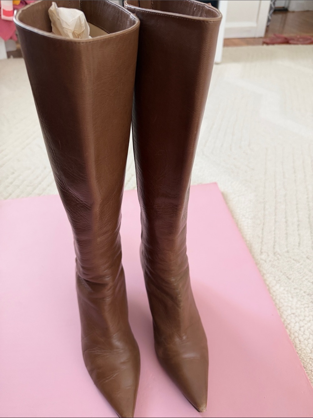 Jimmy Choo Brown Leather Over-the-Knee Pointed-Toe Boots